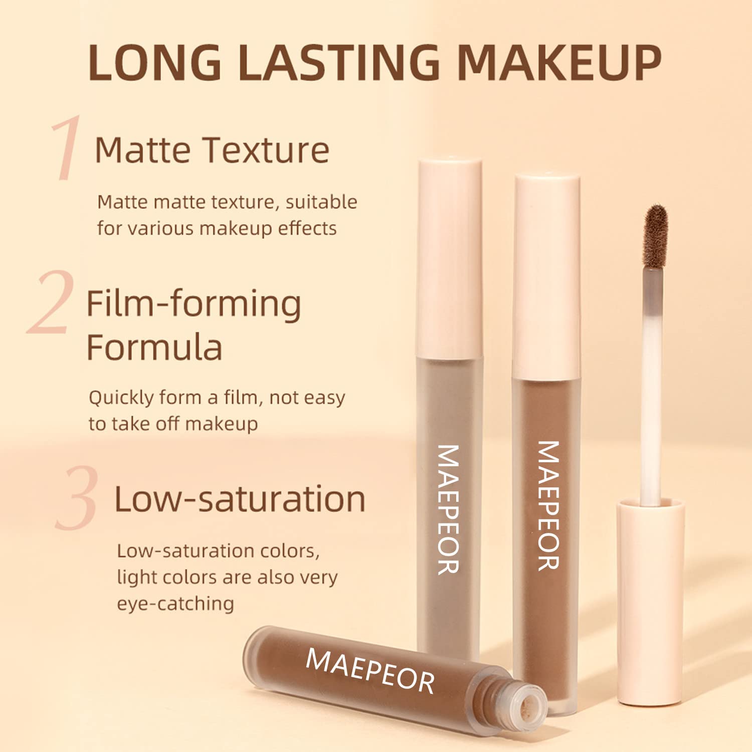 MAEPEOR Matte Liquid Eyeshadow – 8 Neutral Nude Shades | Waterproof, Long-Lasting & Lightweight