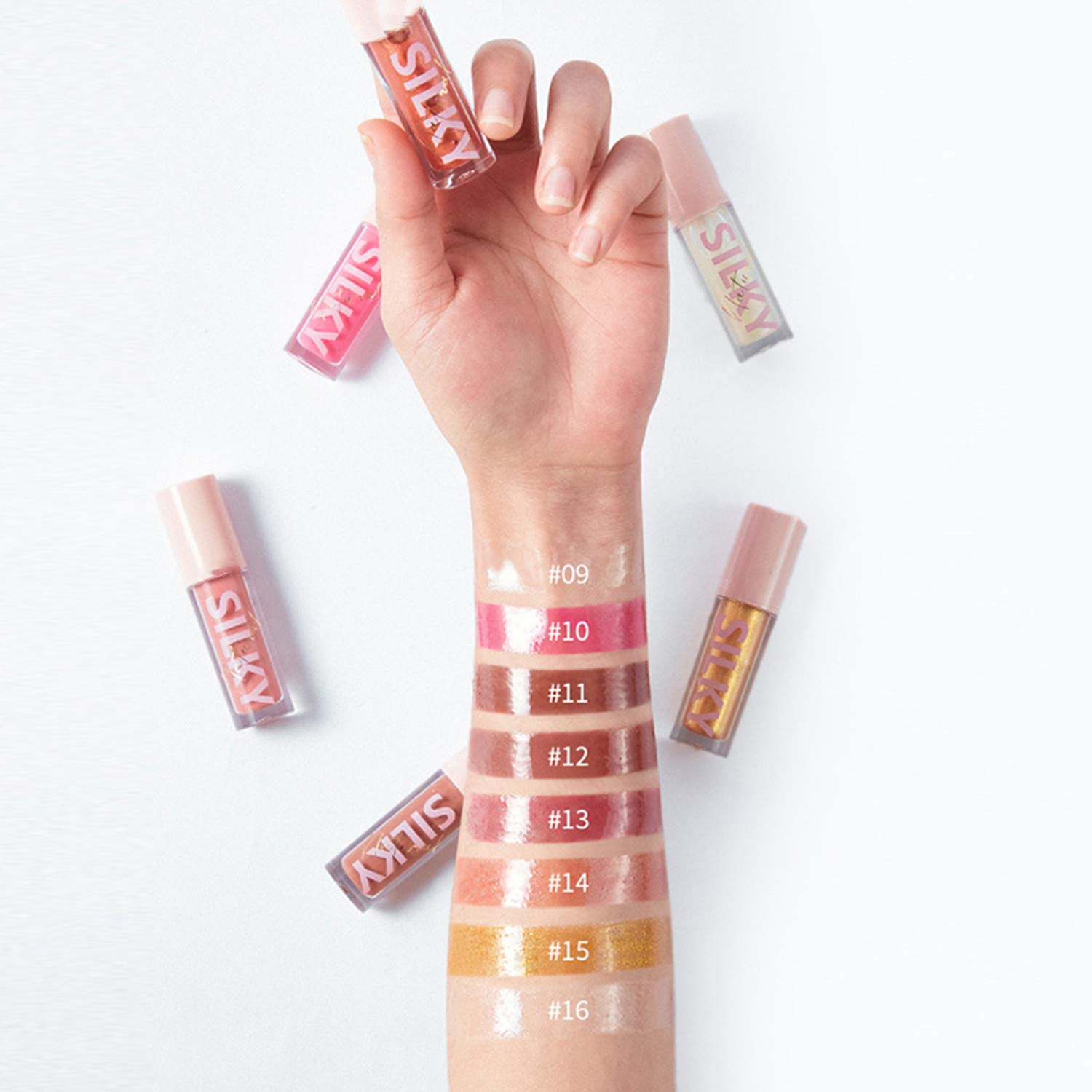 MAEPEOR 8-Piece Shimmer Lip Gloss Set | Non-Sticky, Hydrating Gloss with Long-Lasting Shine