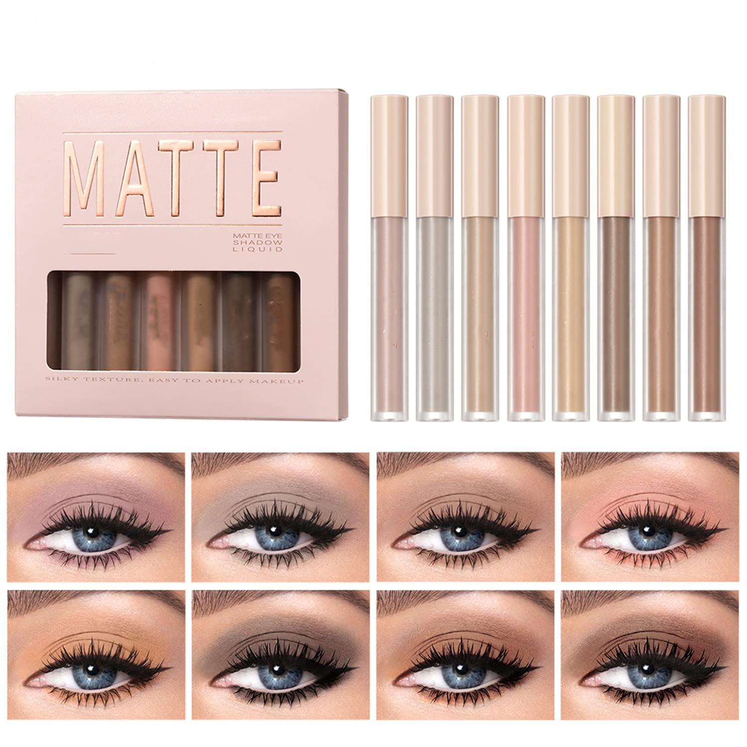 MAEPEOR Matte Liquid Eyeshadow – 8 Neutral Nude Shades | Waterproof, Long-Lasting & Lightweight