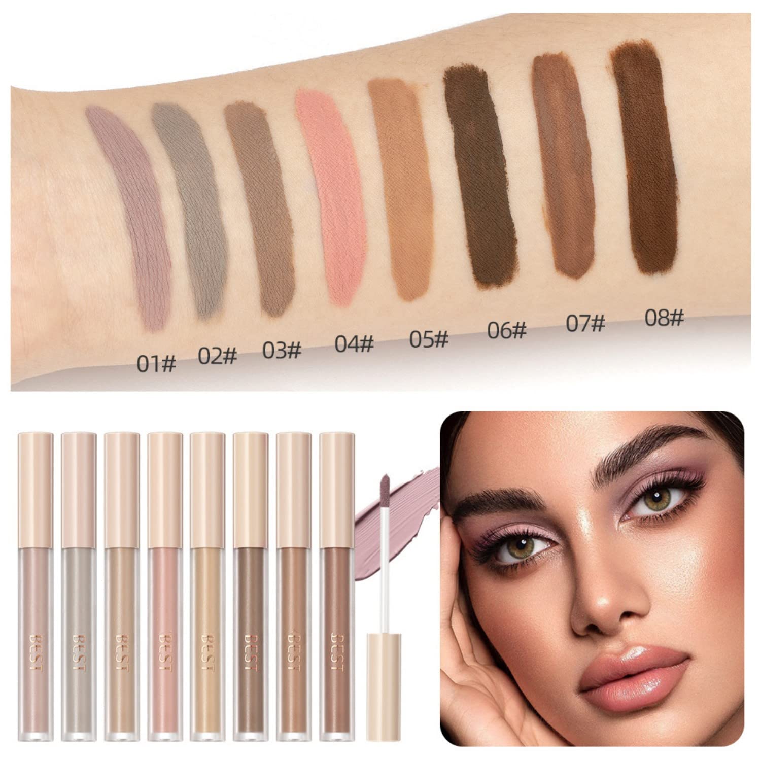 MAEPEOR Matte Liquid Eyeshadow – 8 Neutral Nude Shades | Waterproof, Long-Lasting & Lightweight