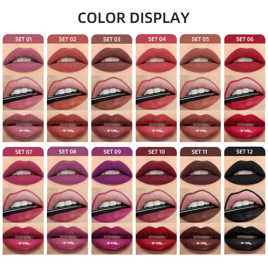 MAEPEOR All In One Lip Kit 3-in-1 Lip Liner, Lip Gloss & Lipstick Set (Kit 04 Sweety Heart)