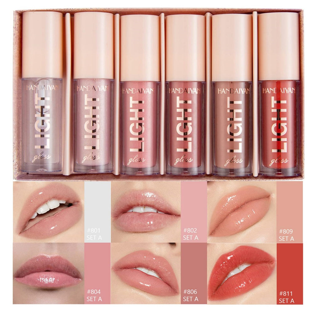 MAEPEOR Moisturizing Lipgloss Set — 6 Neutral Nude Shades for Hydrated Lips