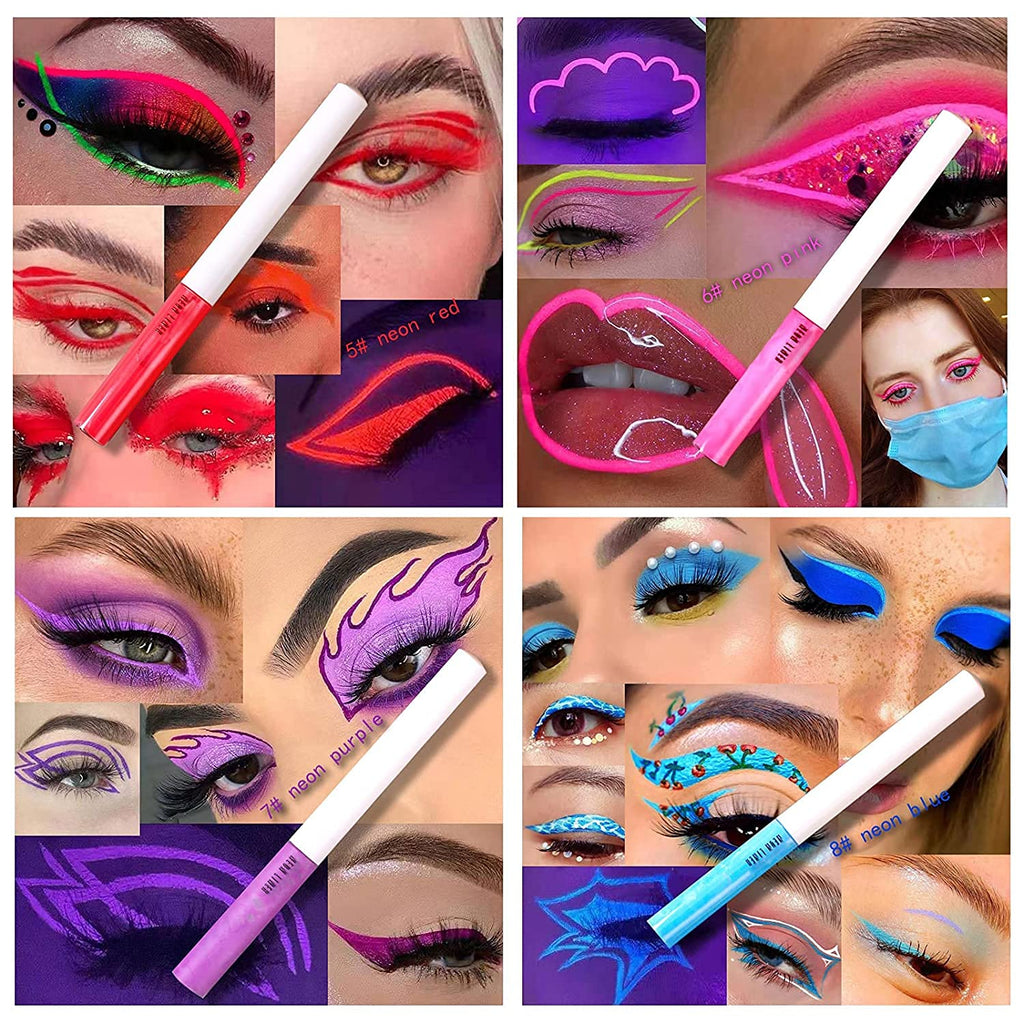 MAEPEOR Matte Liquid Eyeliner Set – 8 Neon Colors, Waterproof & Smudge-Proof