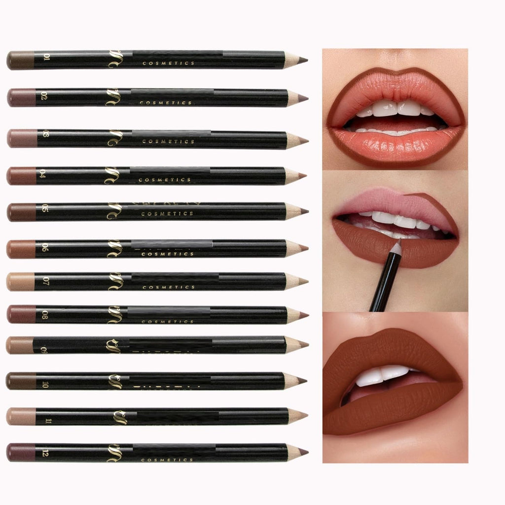 MAEPEOR Nude Lip Liner Set – 12 Highly Pigmented, Long-Lasting, Waterproof Matte Lip Liners (Color 01)