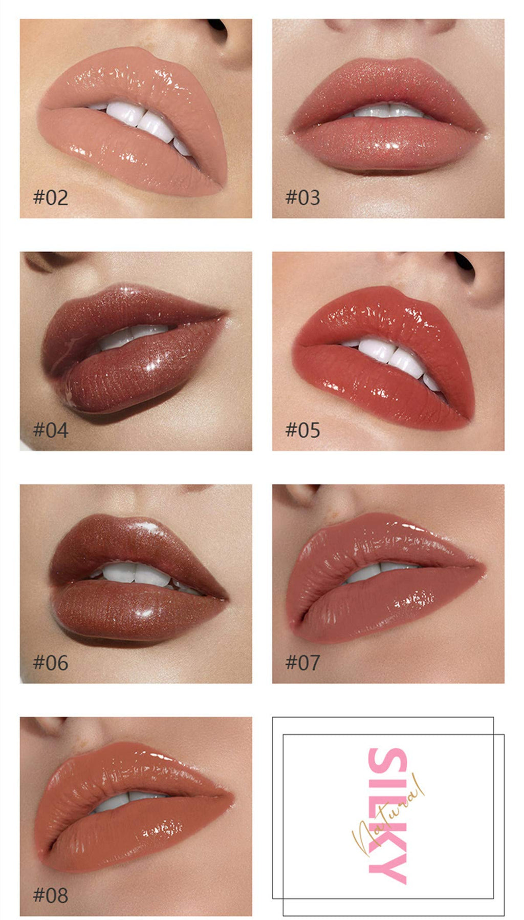 MAEPEOR Shiny Glossy Lip Gloss Set 8PCS – Non-Sticky, Hydrating, High Shine