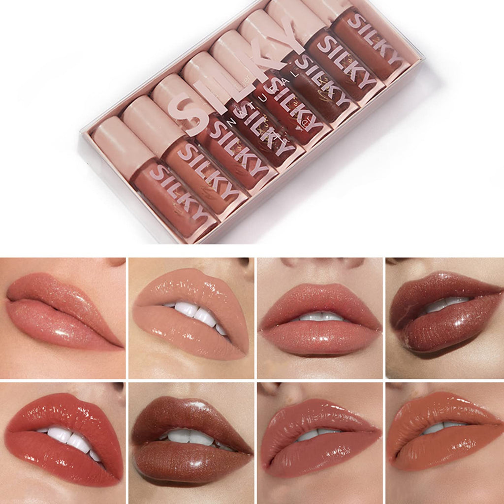 MAEPEOR Shiny Glossy Lip Gloss Set 8PCS – Non-Sticky, Hydrating, High Shine