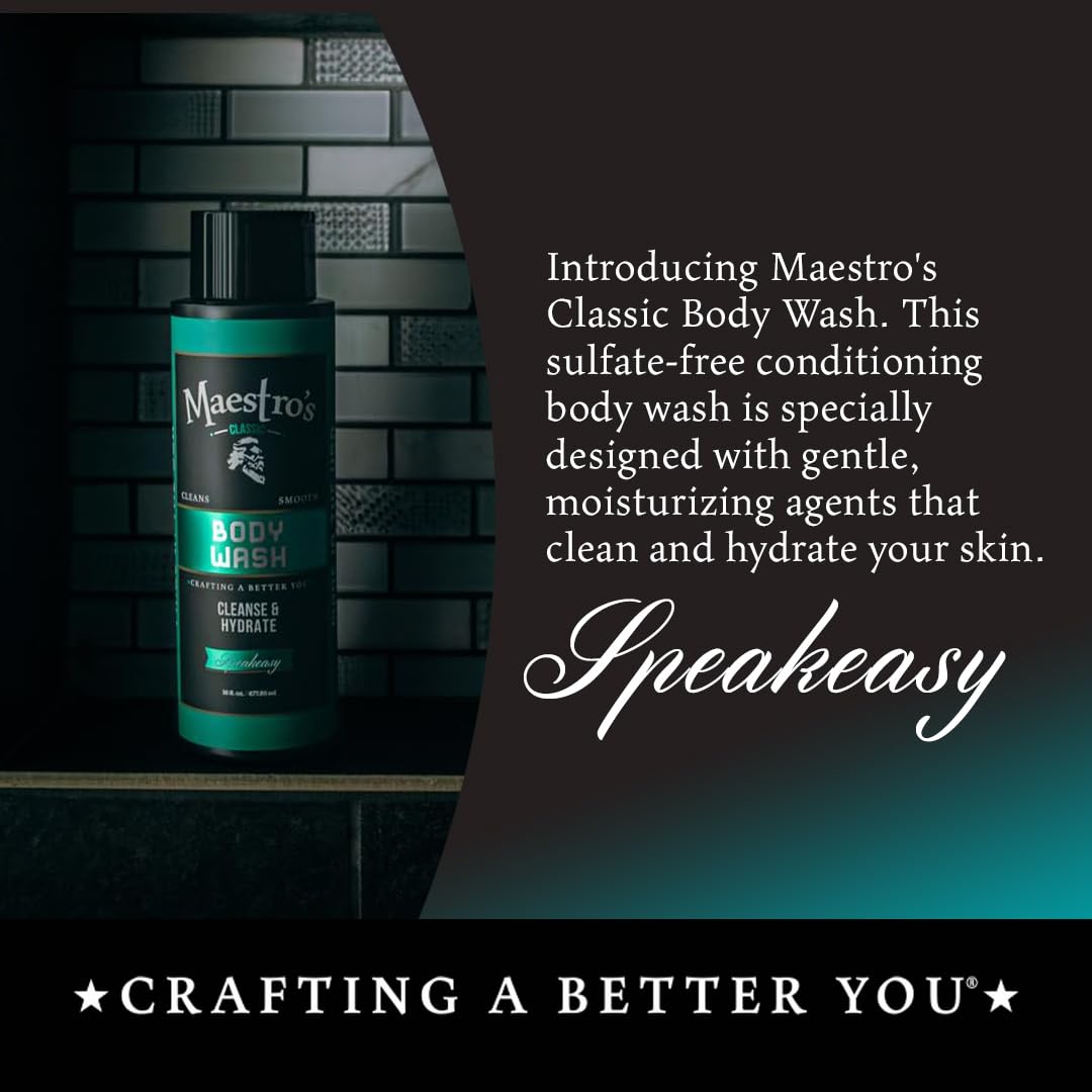 Maestro's Classic Bath Wash – Conditioning Body Wash for Men | Speakeasy Blend, 16 oz
