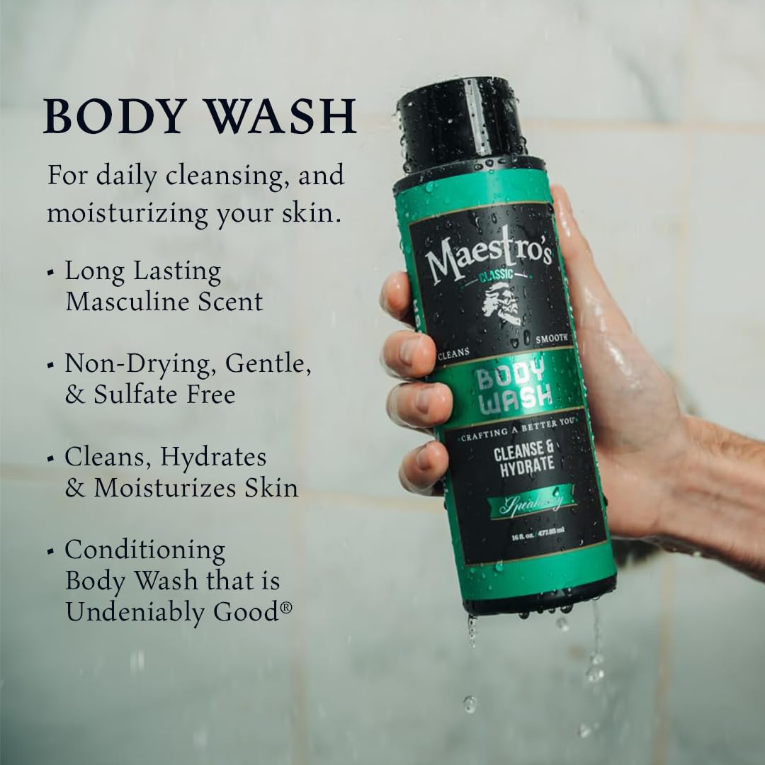 Maestro's Classic Bath Wash – Conditioning Body Wash for Men | Speakeasy Blend, 16 oz