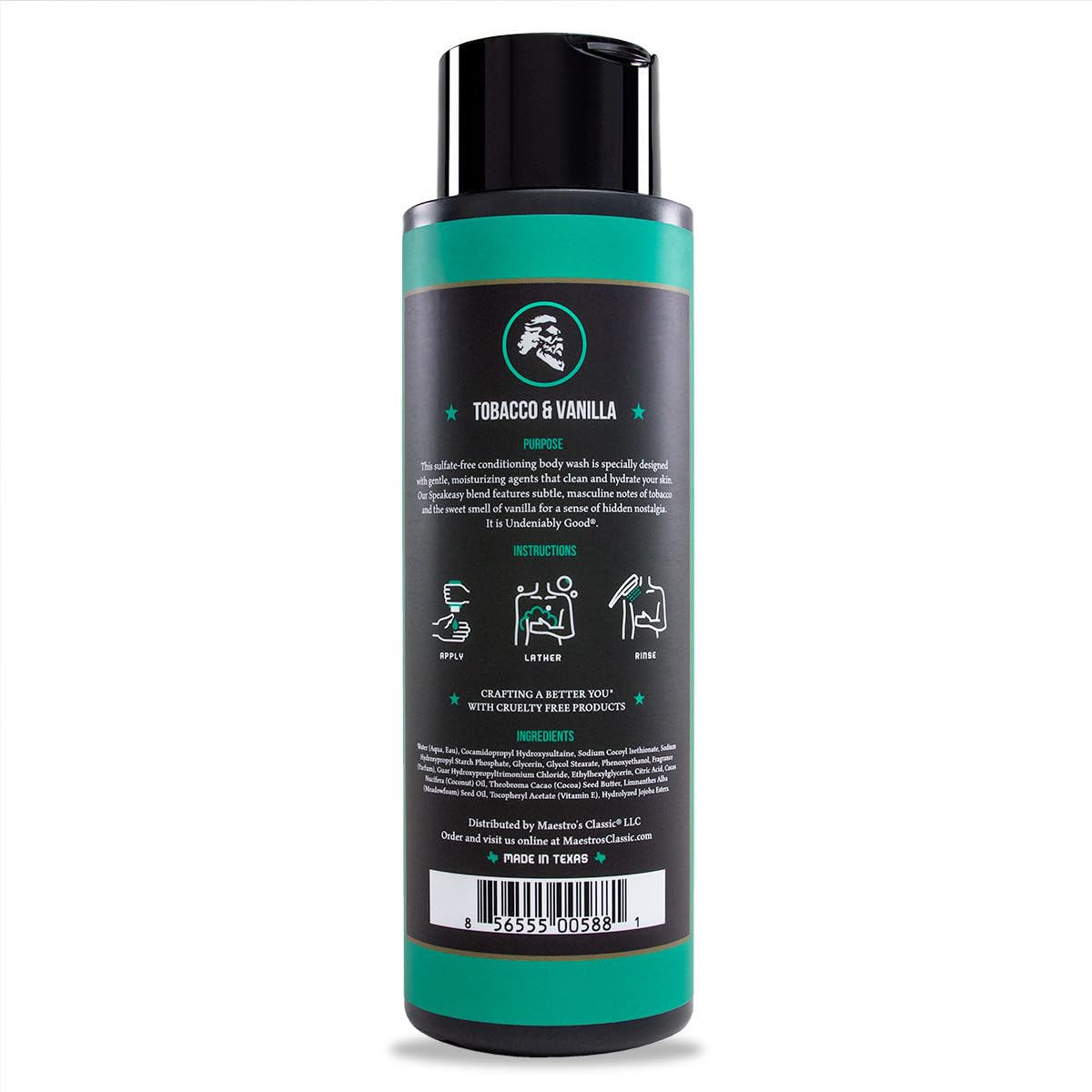 Maestro's Classic Bath Wash – Conditioning Body Wash for Men | Speakeasy Blend, 16 oz