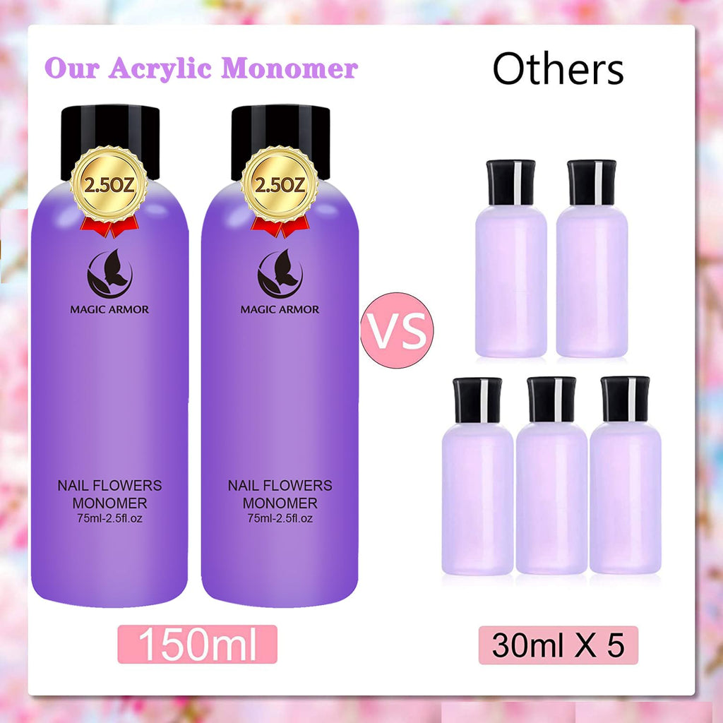MAGIC ARMOR Acrylic Liquid Monomer – 150ml Professional Quick-Dry Monomer for Nail Extensions