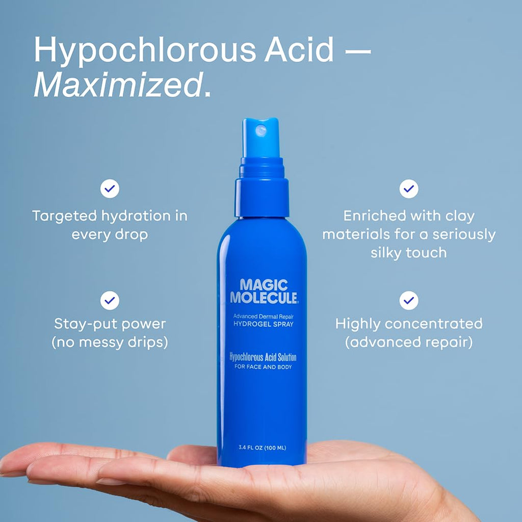 Magic Molecule Dermal Repair Hydrogel Spray with Hypochlorous Acid – All Skin Types (3.4 oz) Pack of 2