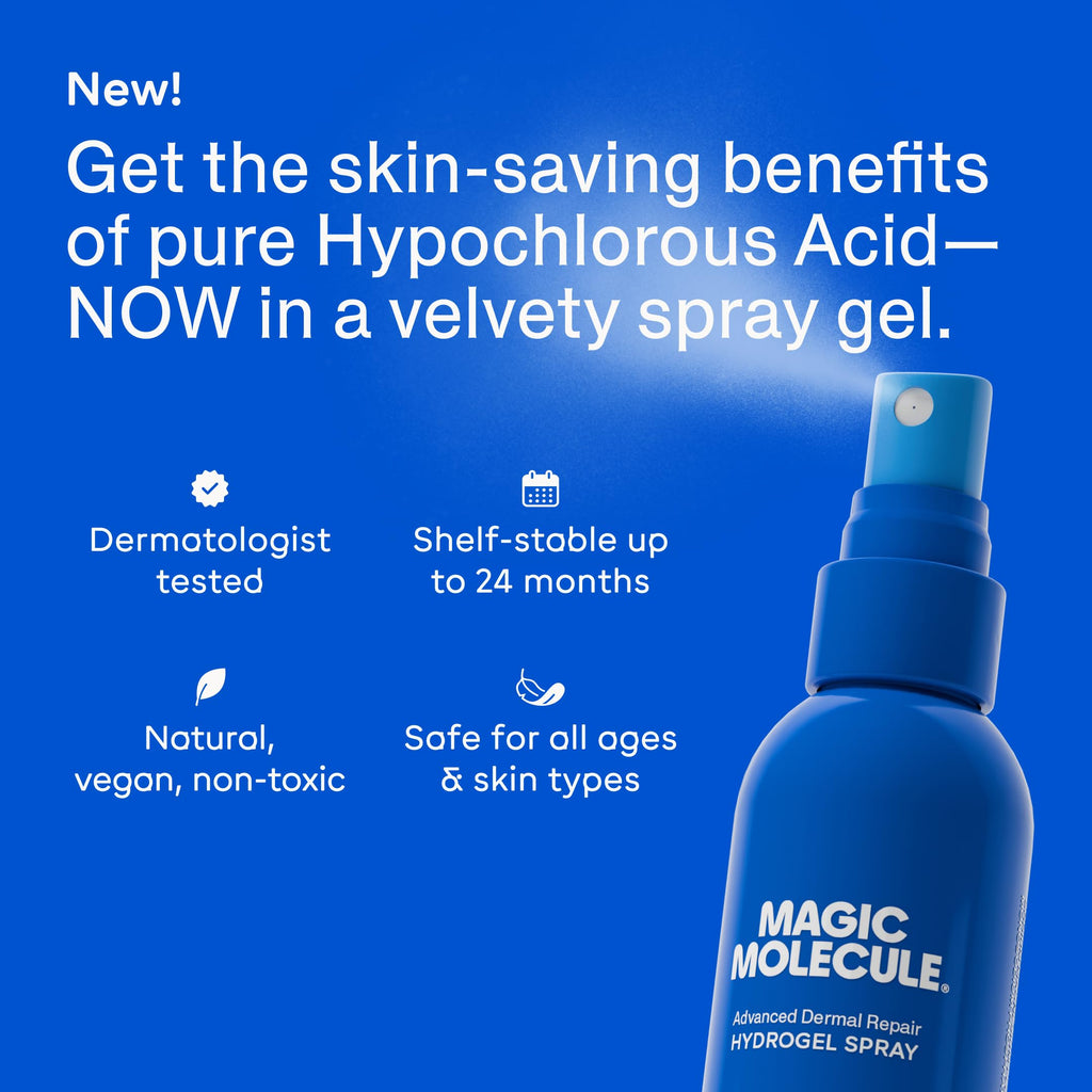 Magic Molecule Dermal Repair Hydrogel Spray with Hypochlorous Acid – All Skin Types (3.4 oz) Pack of 2