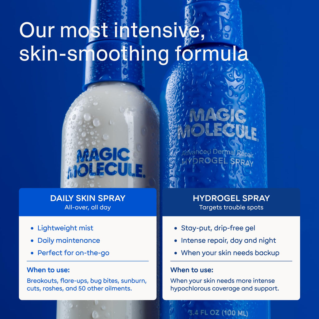 Magic Molecule Dermal Repair Hydrogel Spray with Hypochlorous Acid – All Skin Types (3.4 oz) Pack of 2