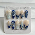 MAGLFELL Press On Nails - Medium Almond Bow Design (Size S) | Reusable Gel Nails DIY Kit