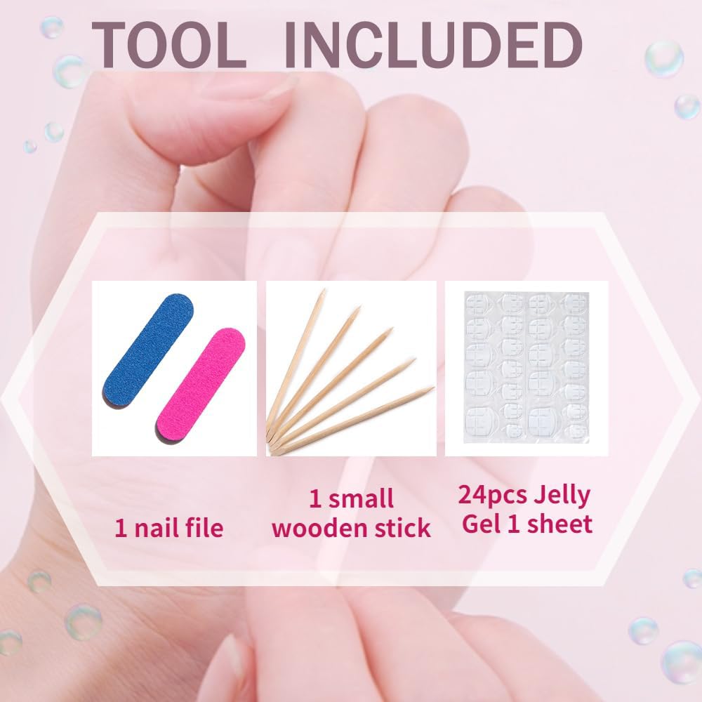 MAGLFELL Spring Press On Nails – Medium Almond 3D Reusable Tips, French Salon Design