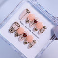 MAGLFELL Press On Nails - Short Almond Handmade 3D Gel Nail Art, Reusable Thick Acrylic, DIY Kit (Size M)