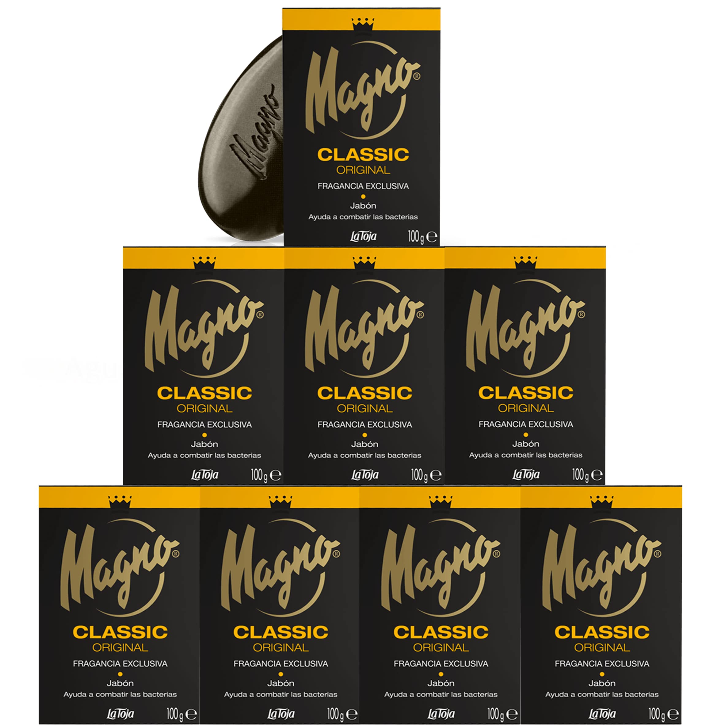 Magno Soap La Toja Classic Black – 3.5 oz Bars, 8-Pack | Magno