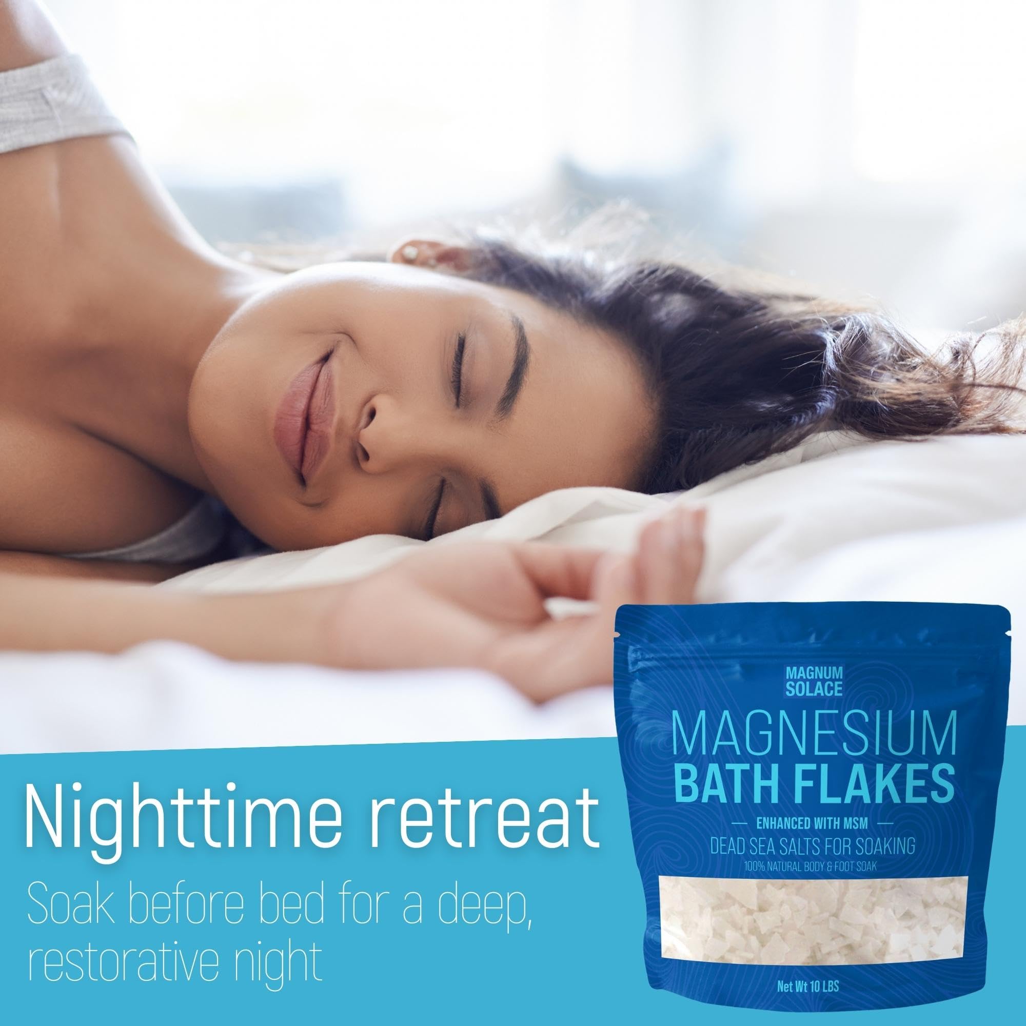 Magnesium Flakes with MSM – Dead Sea Magnesium Chloride for Soaking | Magnum Solace