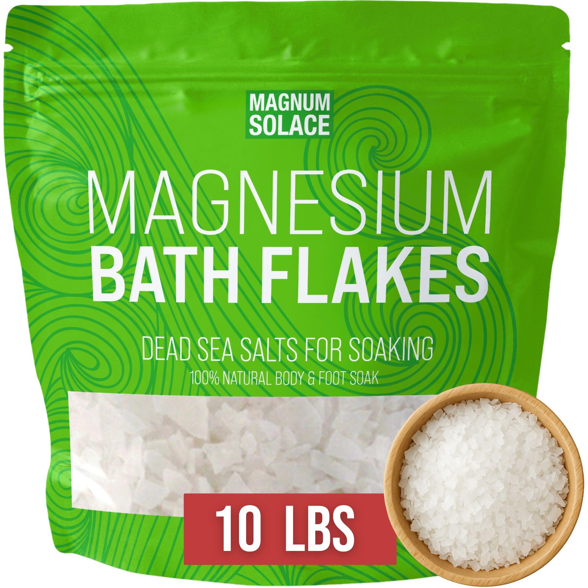 Magnum Solace Magnesium Flakes for Bath | Magnesium Chloride from Dead Sea, 10 LBS