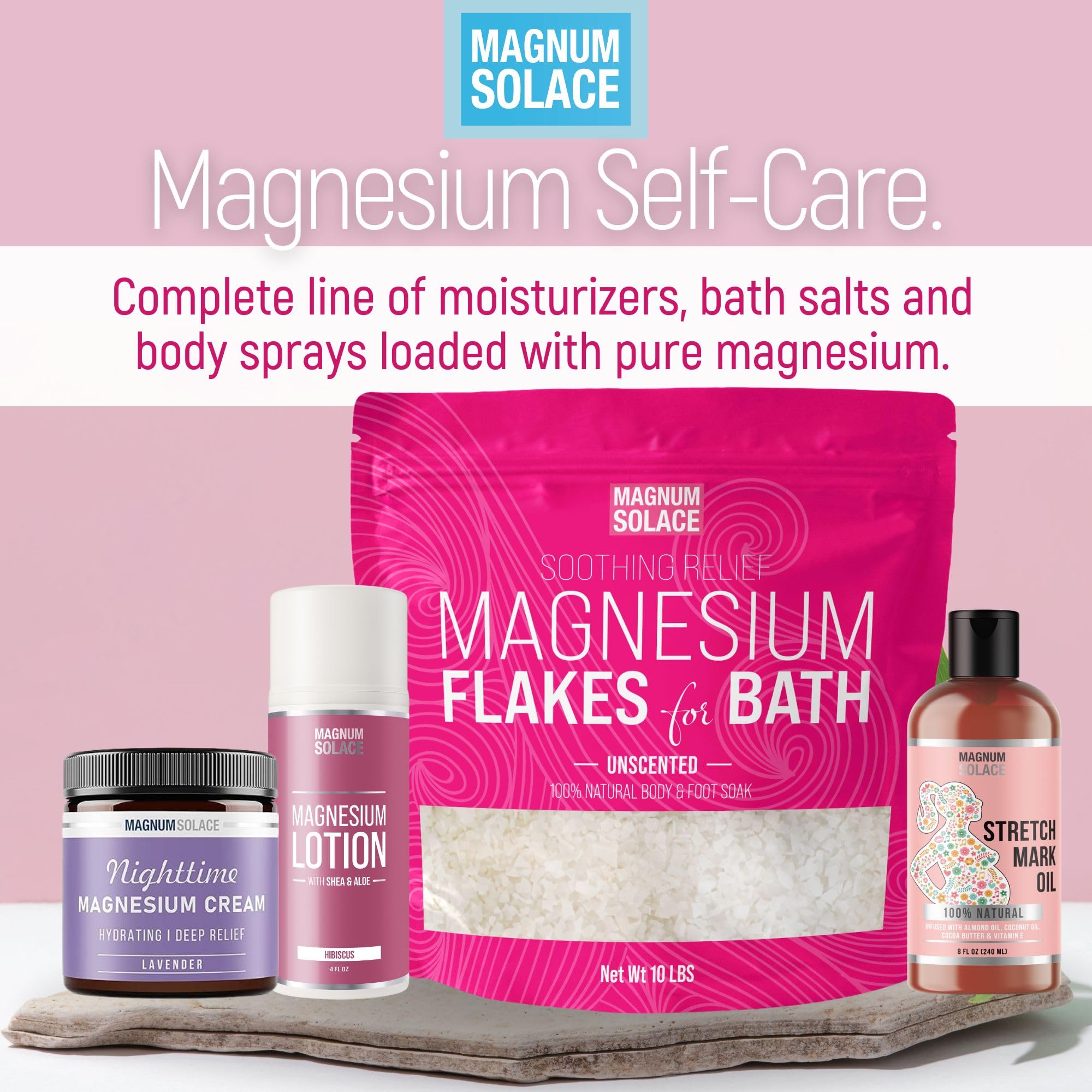 Magnesium Flakes for Bath | Pure Magnesium Chloride, 10 LBS - Magnum Solace