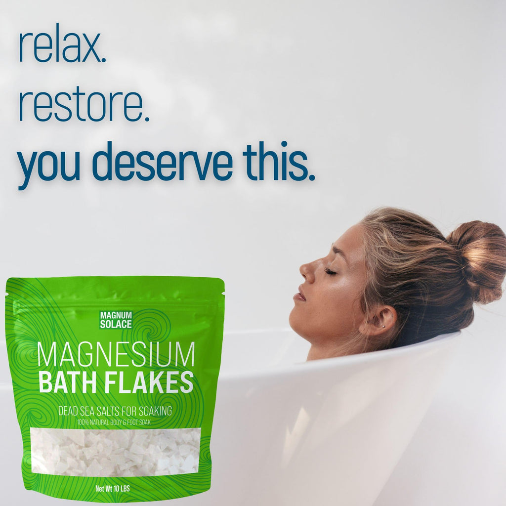 Magnum Solace Magnesium Flakes for Bath | Magnesium Chloride from Dead Sea, 10 LBS