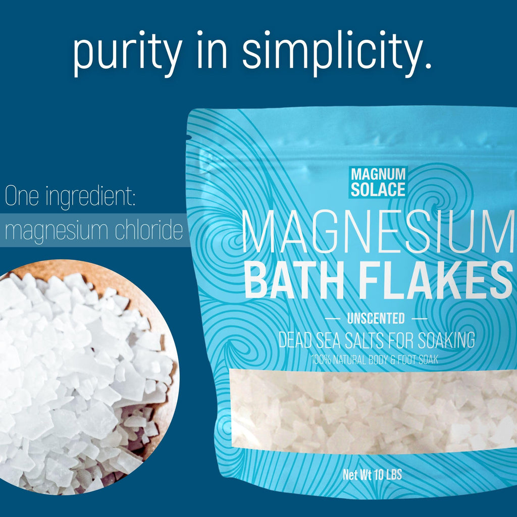 Magnum Solace Magnesium Flakes for Bath – Dead Sea Salts, 10 lbs