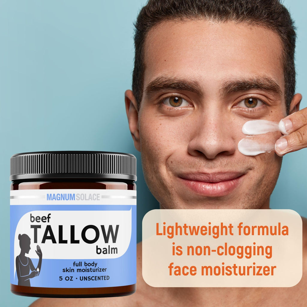 Magnum Solace Beef Tallow Skin Balm – 2-Ingredient Unscented Moisturizer, 5 oz