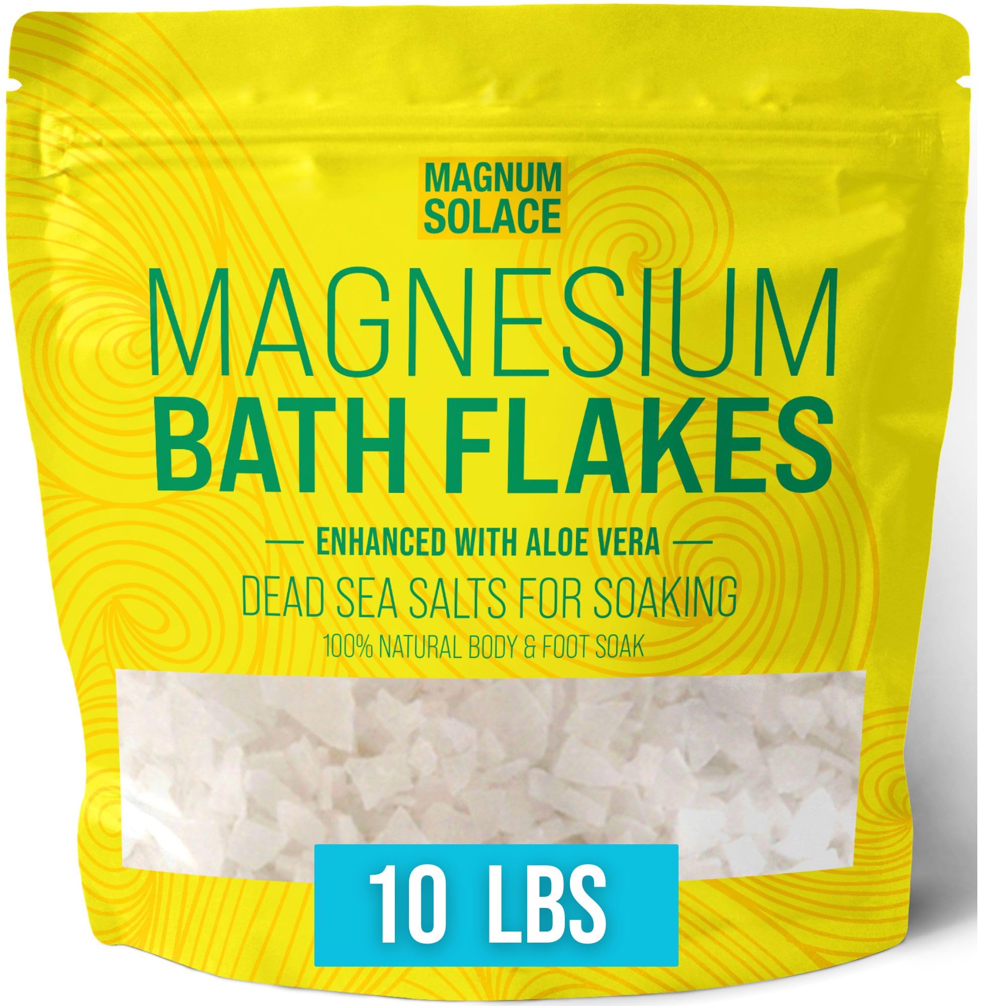 Magnum Solace Magnesium Bath Flakes with Dead Sea Salt and Aloe Vera – 10 lb