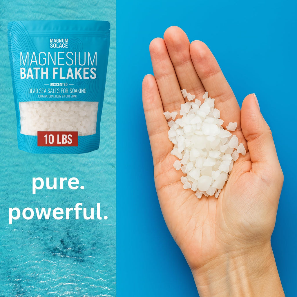 Magnum Solace Magnesium Flakes for Bath – Dead Sea Salts, 10 lbs