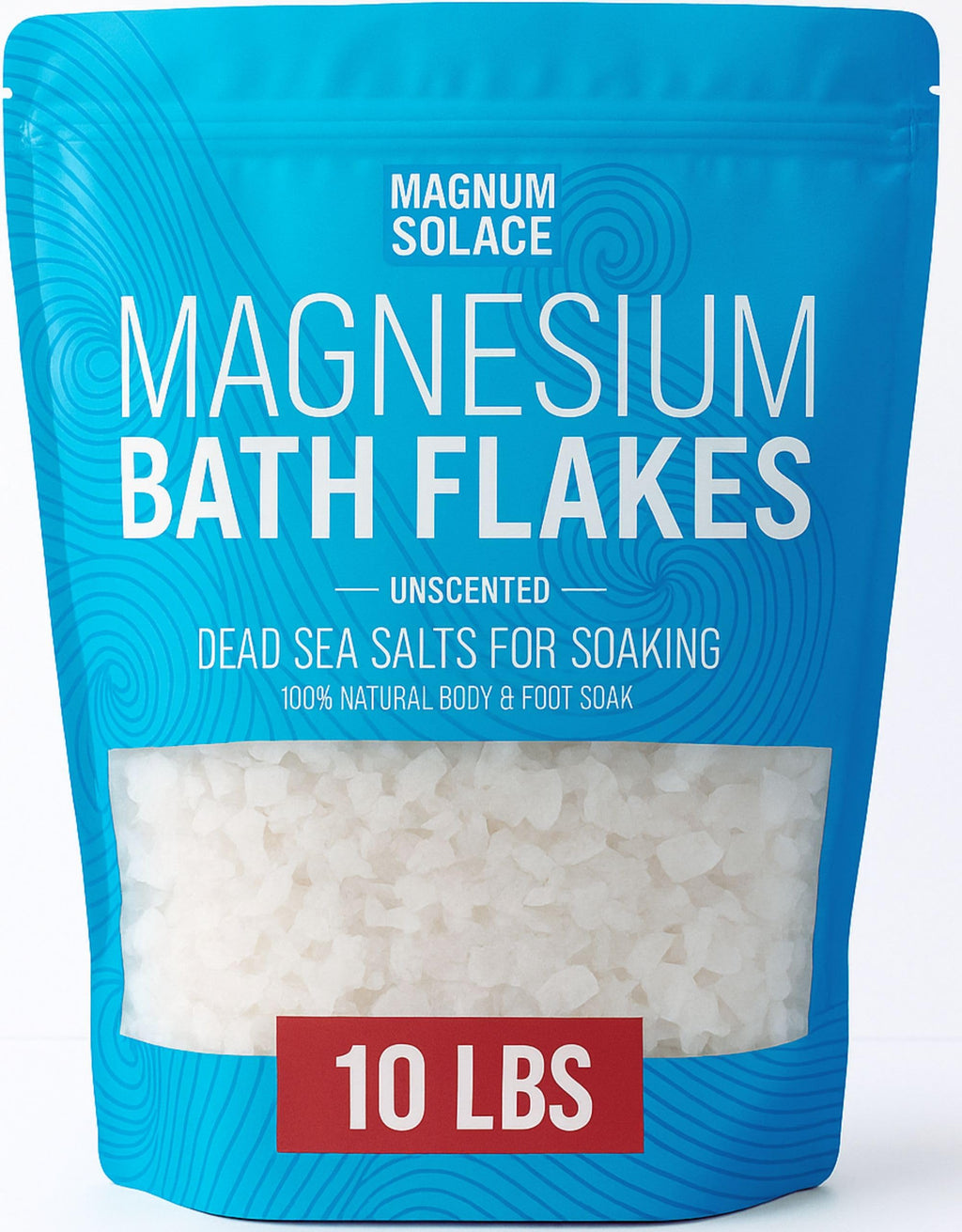 Magnum Solace Magnesium Flakes for Bath – Dead Sea Salts, 10 lbs