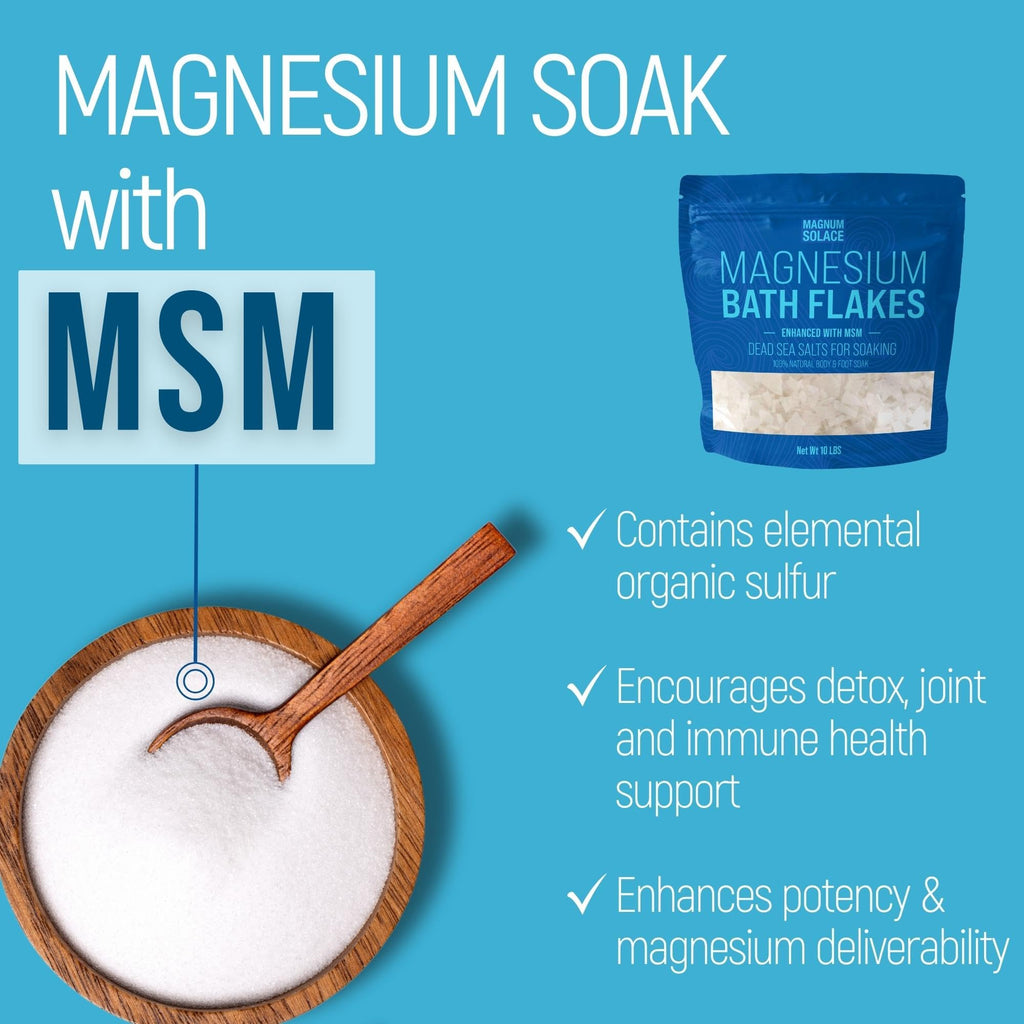 Magnesium Flakes with MSM – Dead Sea Magnesium Chloride for Soaking | Magnum Solace