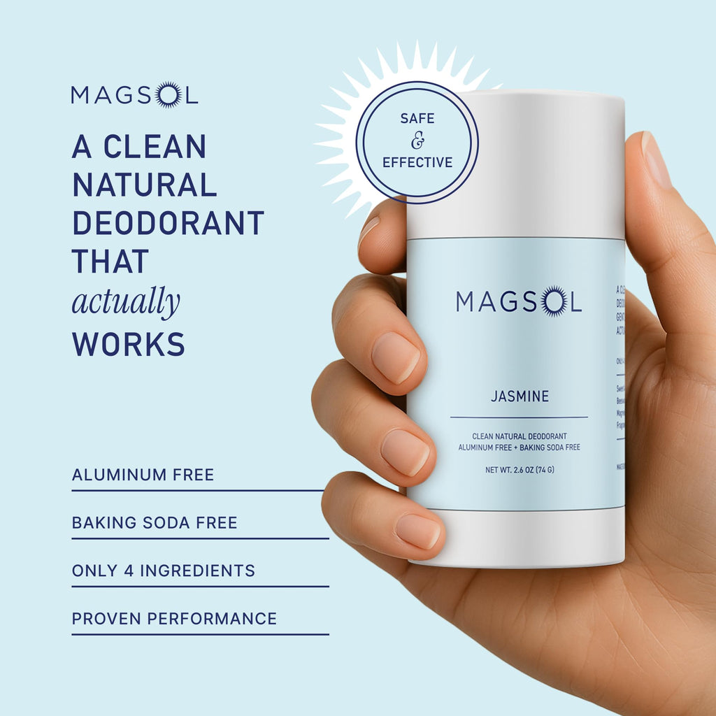 MAGSOL Magnesium Deodorant for Women – Jasmine, Aluminum Free, 2.6 oz