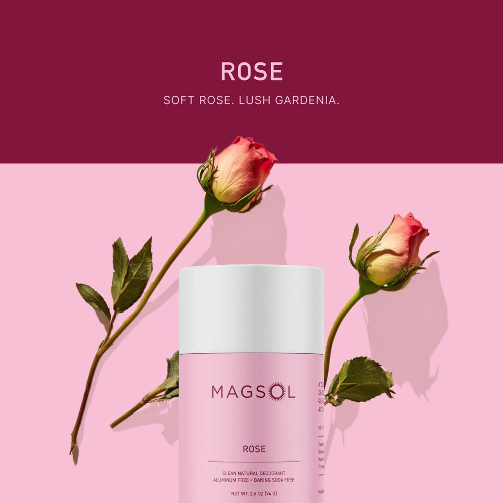 MAGSOL Magnesium Deodorant for Women – Rose, Aluminum Free & Baking Soda Free | 2.6 oz