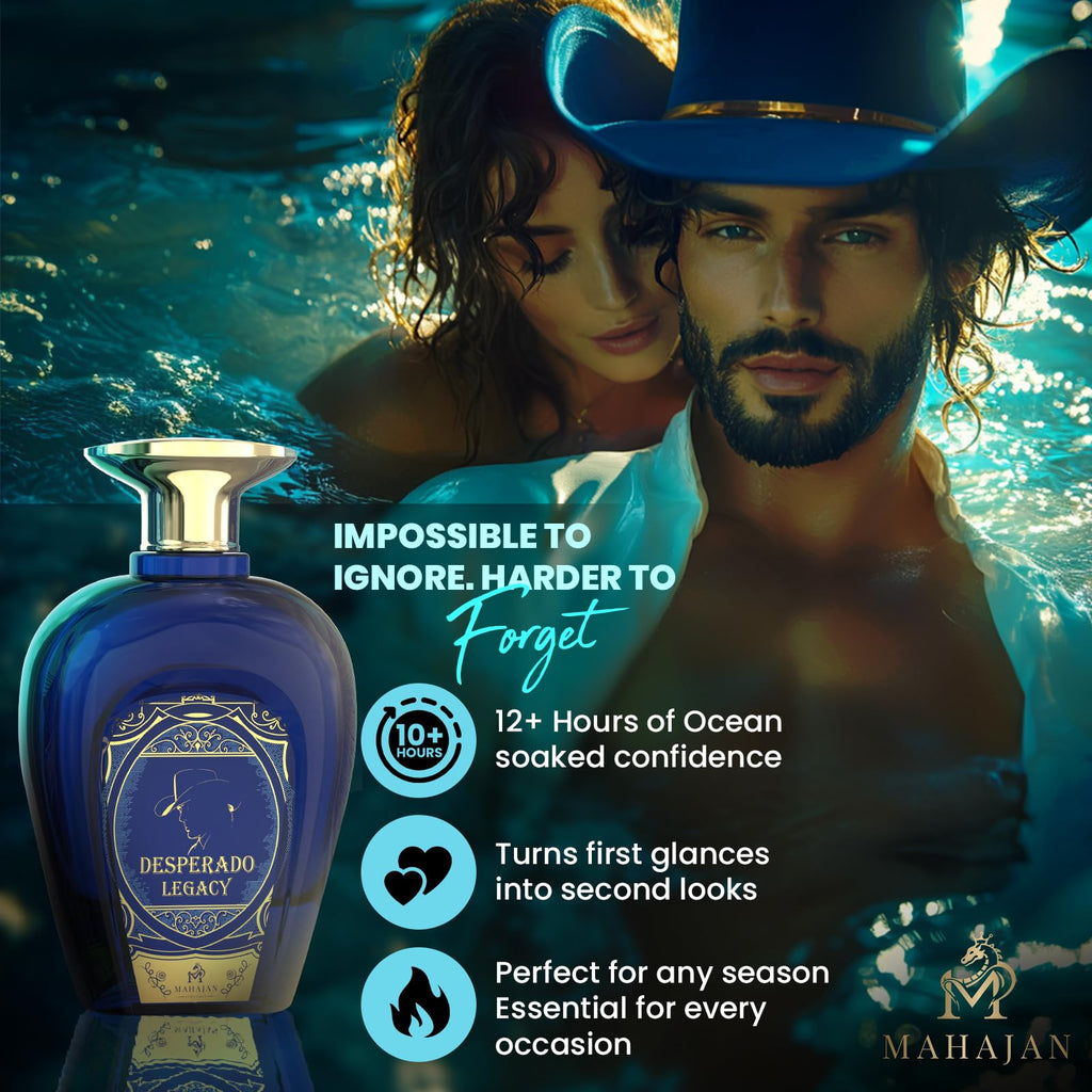 Mahajan Desperado Legacy Eau de Parfum – Ocean Fresh & Salted Citrus, 3.4 oz