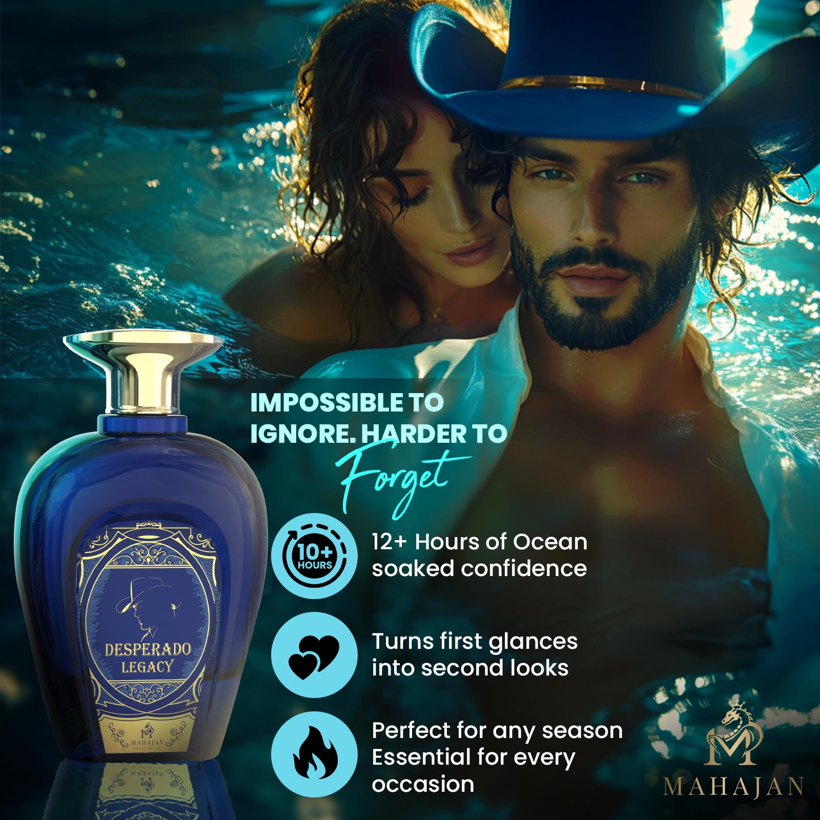 Mahajan Desperado Legacy Eau de Parfum – Ocean Fresh & Salted Citrus, 3.4 oz