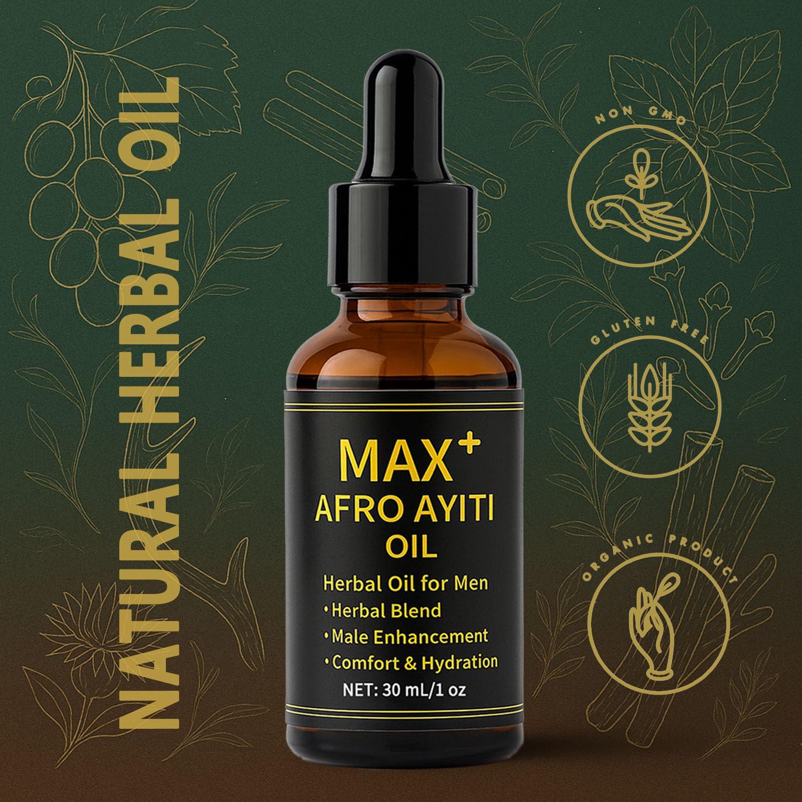 Maidlure Max+ Afro Ayiti Oil – Natural Herbal Massage Oil for Vitality Support