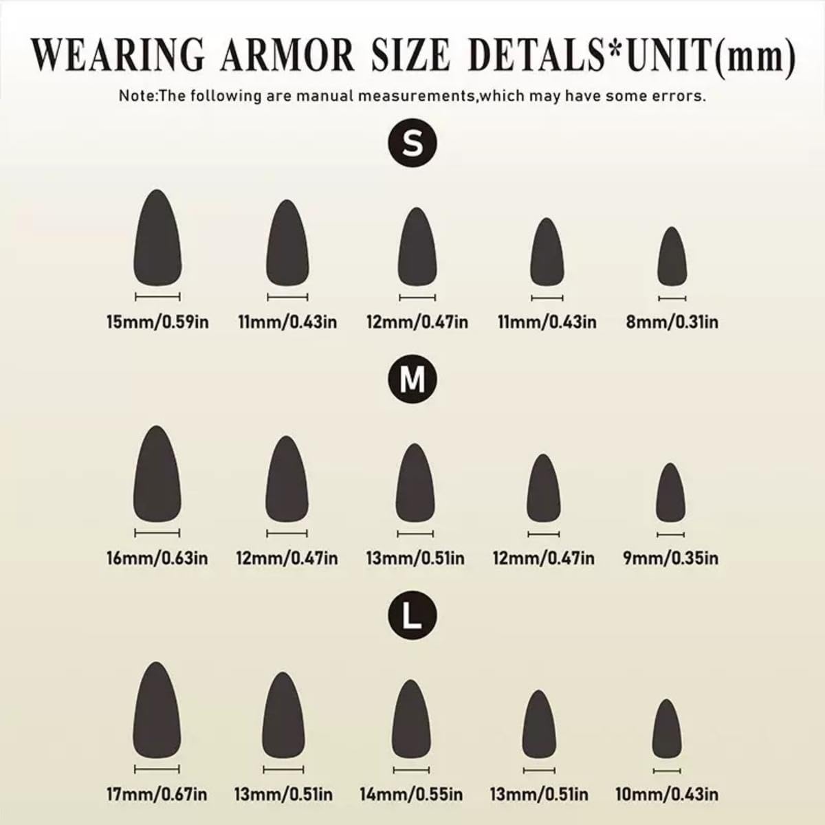 Maigitur 5D Handmade Press On Nails – Medium Almond, Silver Seashell Ombre (Size S)