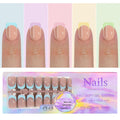 Maigitur 150pcs French Gel Press-On Nails – Skin Tones, Extra Short Square Tips, 15 Sizes, Soak-Off Extensions
