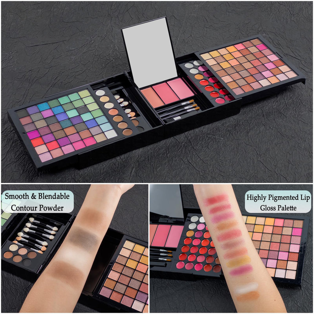 MAIRA 177-Color All-in-One Makeup Palette with 10 Brushes – Portable Case & Complete Beauty Set