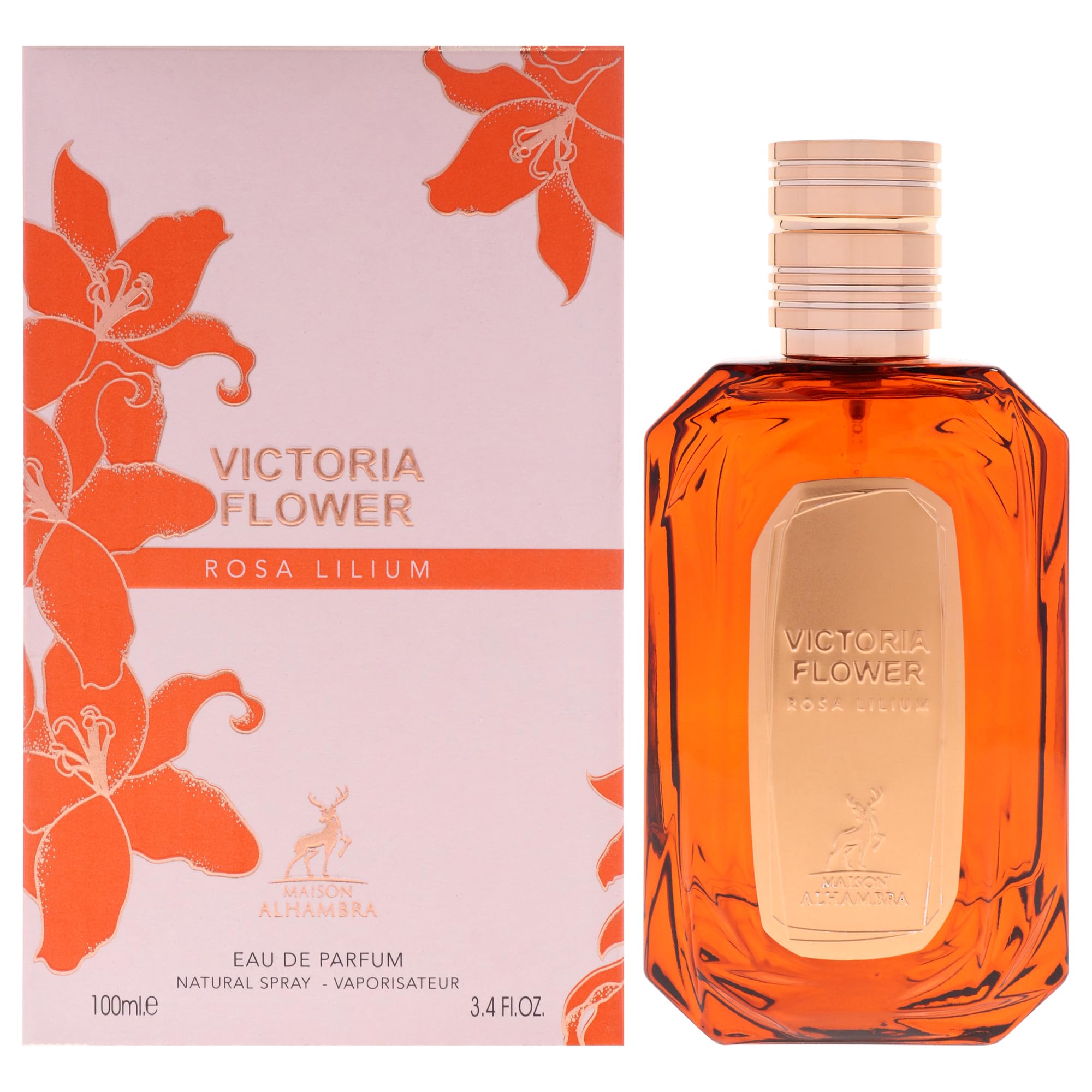 Victoria Flower by Maison Alhambra for Women - Rosa Lilium EDP, 3.4 oz