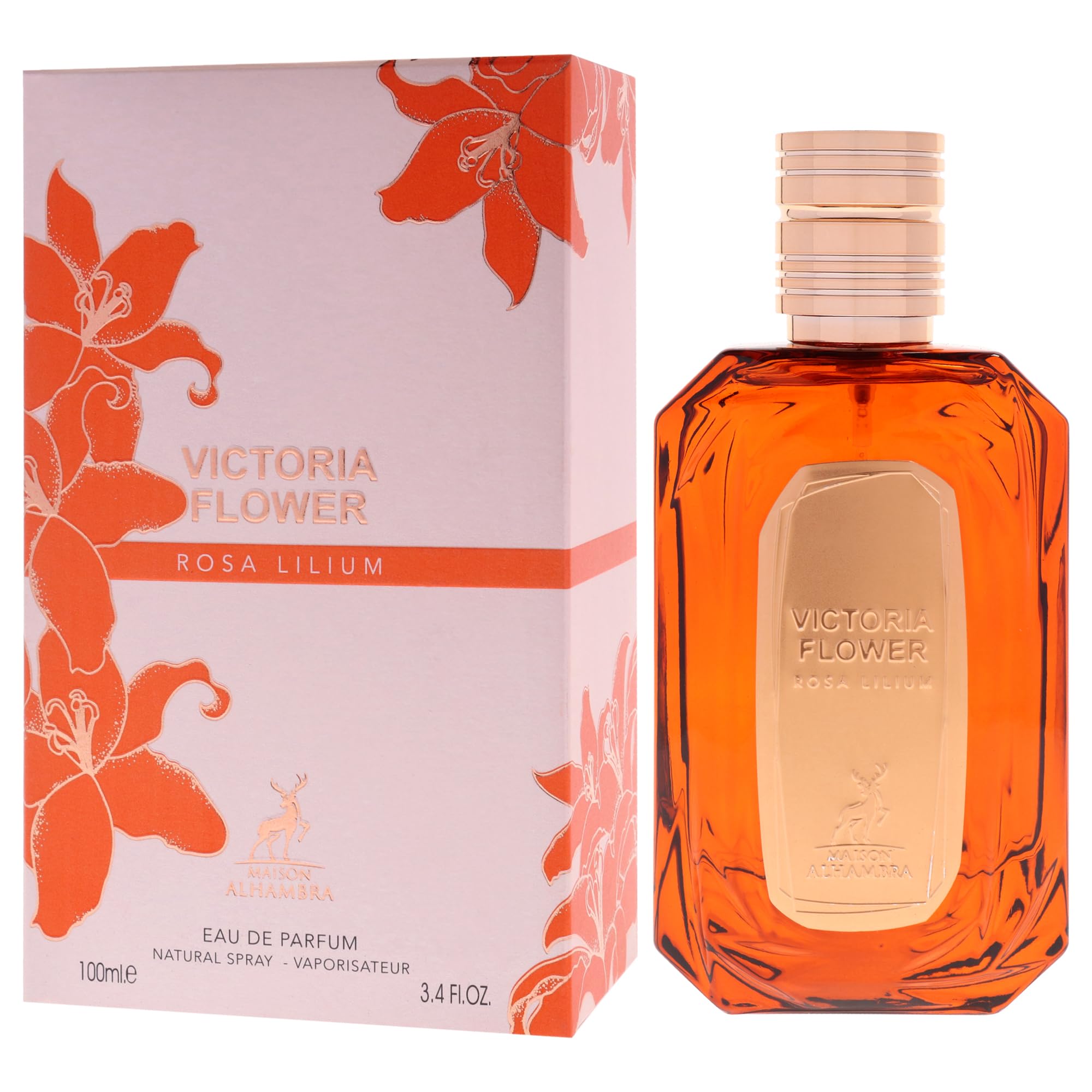 Victoria Flower by Maison Alhambra for Women - Rosa Lilium EDP, 3.4 oz
