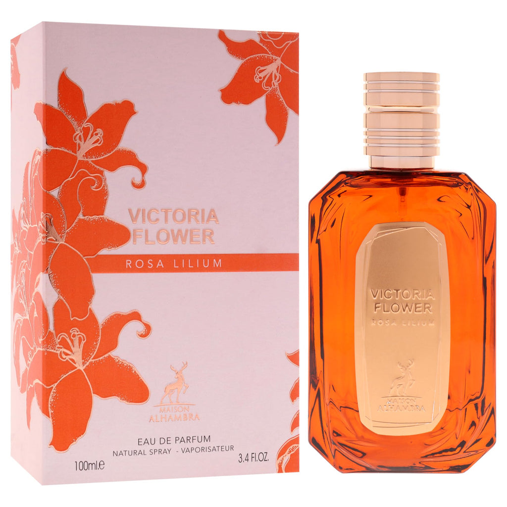 Victoria Flower by Maison Alhambra for Women - Rosa Lilium EDP, 3.4 oz