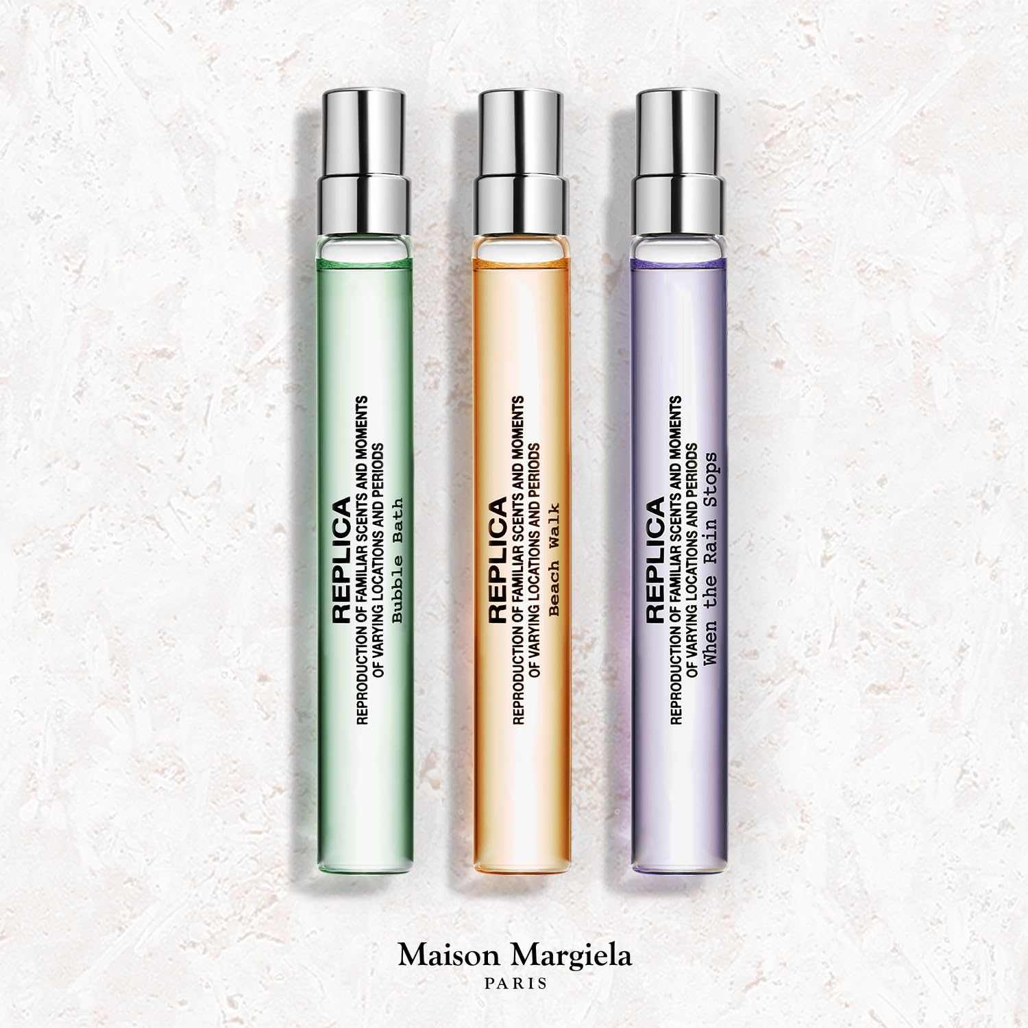 Maison Margiela Replica Fresh Fragrance Travel Set – Trio Discovery (When The Rain Stops, Bubble Bath, Beach Walk) 0.3oz Each