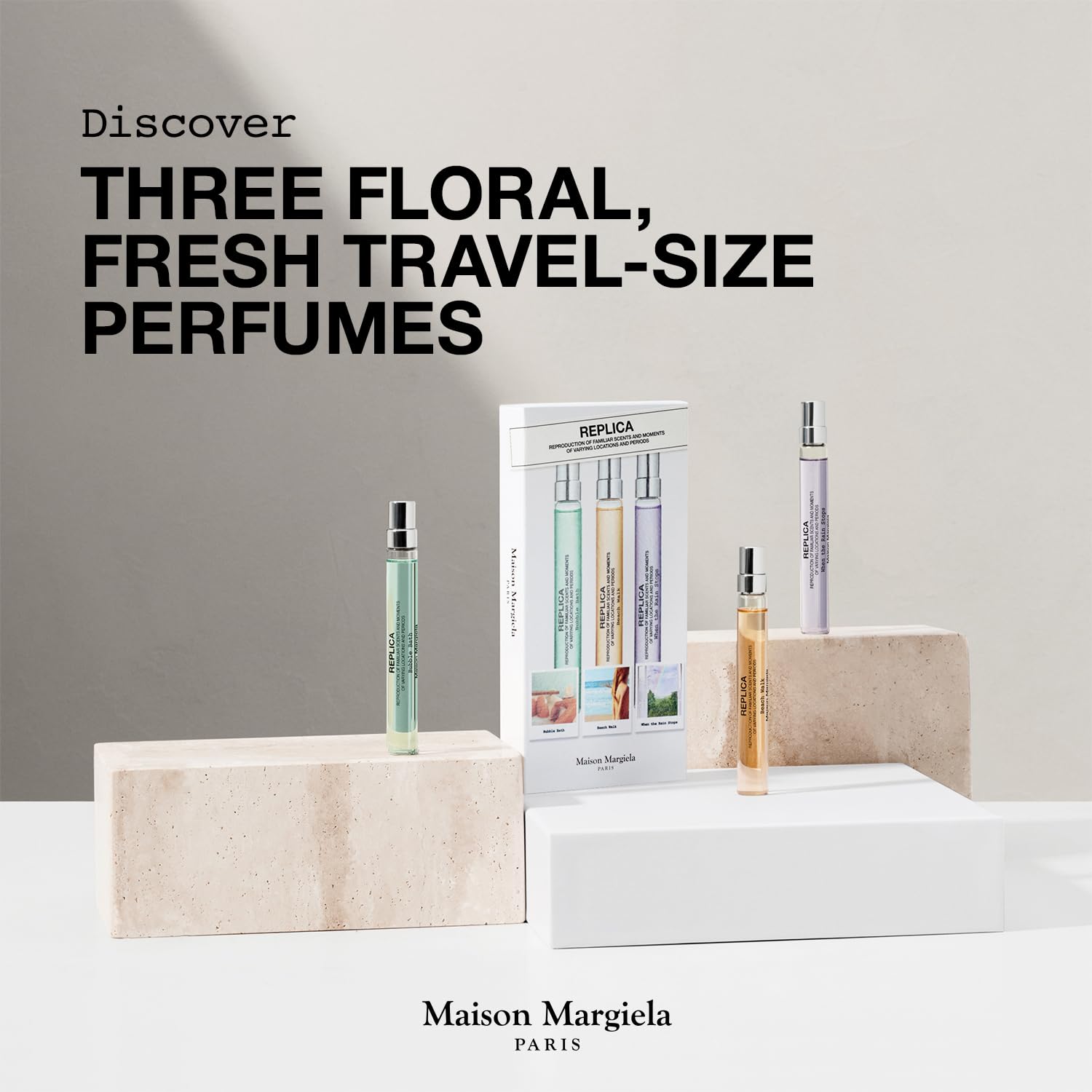 Maison Margiela Replica Fresh Fragrance Travel Set – Trio Discovery (When The Rain Stops, Bubble Bath, Beach Walk) 0.3oz Each