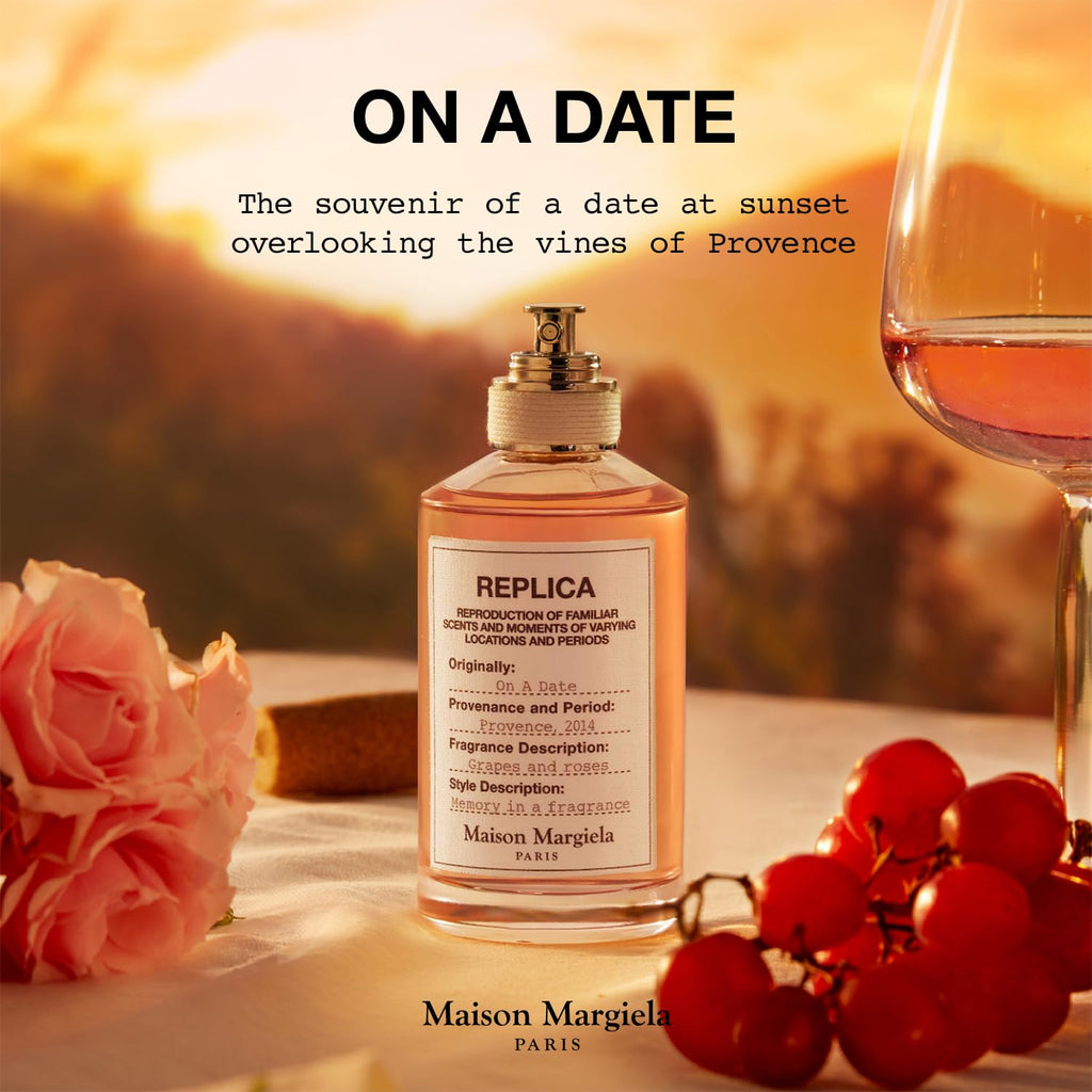 Maison Margiela Replica On a Date Set – Floral Fragrance with Patchouli, Rose & Black Currant Accords (1 oz & 0.3 oz Travel Size)