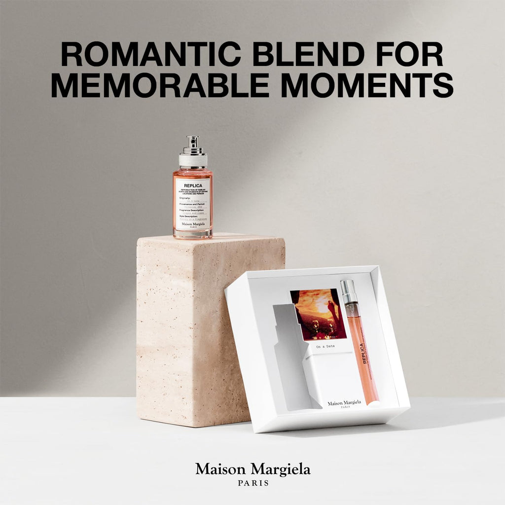 Maison Margiela Replica On a Date Set – Floral Fragrance with Patchouli, Rose & Black Currant Accords (1 oz & 0.3 oz Travel Size)