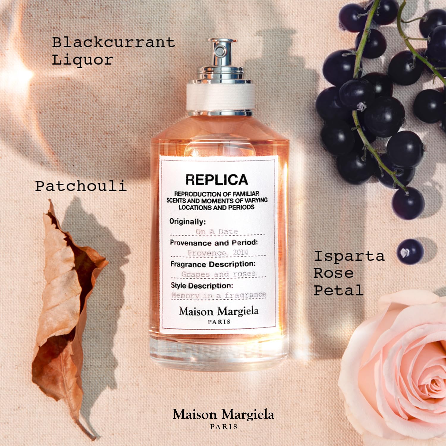 Maison Margiela Replica On a Date Set – Floral Fragrance with Patchouli, Rose & Black Currant Accords (1 oz & 0.3 oz Travel Size)