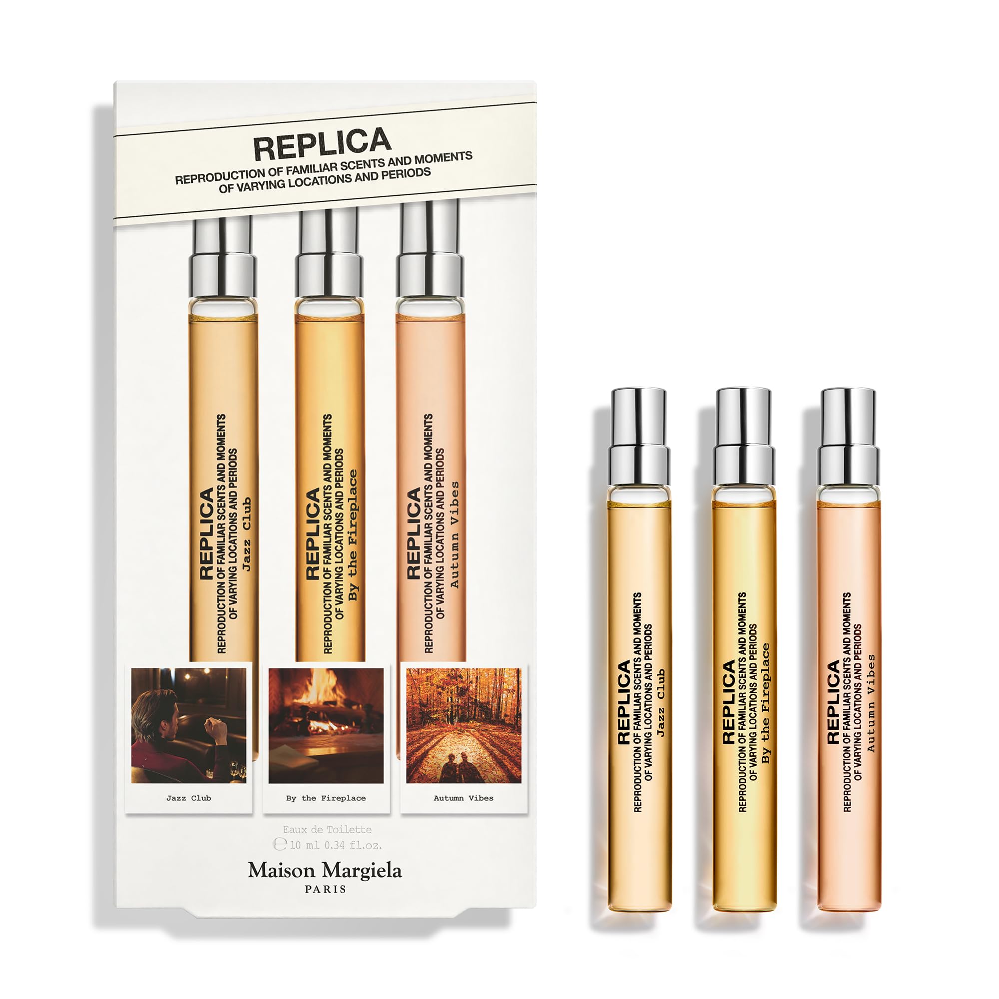 Maison Margiela Replica Warm & Spicy Travel Set – Jazz Club, By the Fireplace & Autumn Vibes (0.3 oz each)