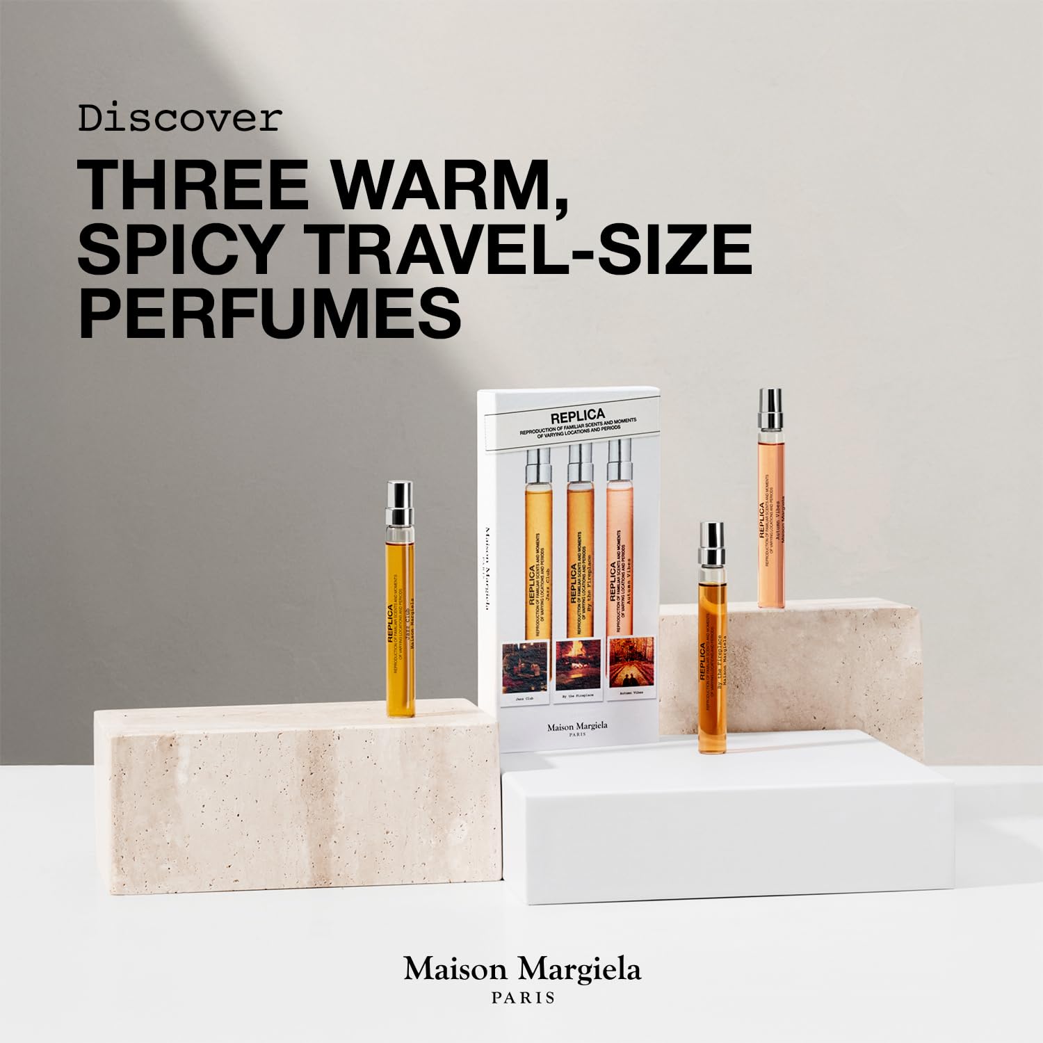 Maison Margiela Replica Warm & Spicy Travel Set – Jazz Club, By the Fireplace & Autumn Vibes (0.3 oz each)
