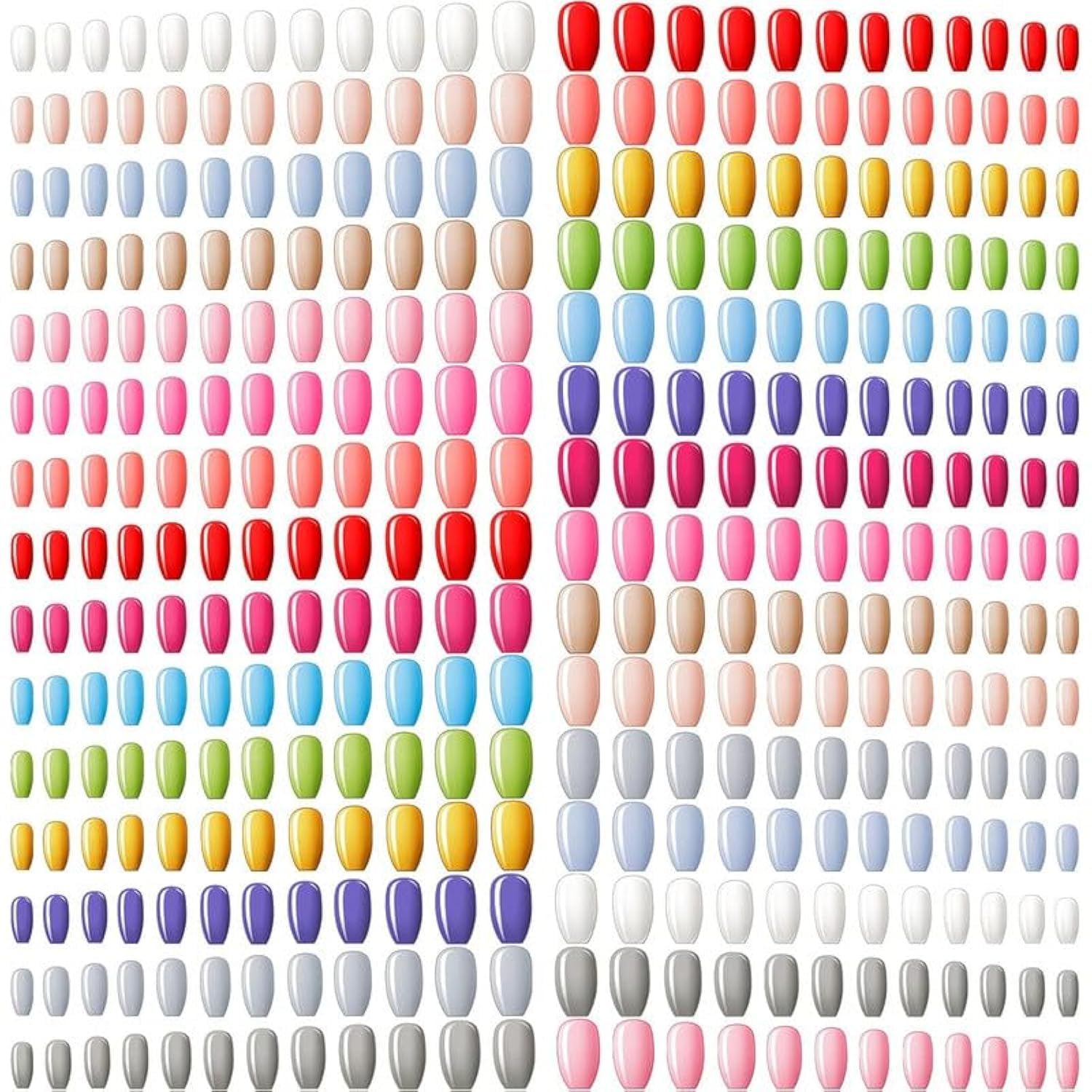 Maitys 720-Piece 30-Set Medium Square Ballerina Press-On Nails – Glossy Solid Colors